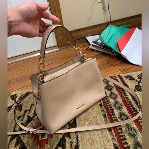 Portia Large Saffiano Leather Shoulder Bag